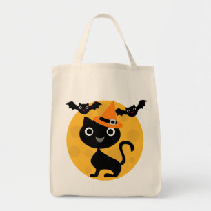 Katt- och fladdermössHalloween T-tröja och gåvo Tygkasse