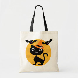 Katt- och fladdermössHalloween T-tröja och gåvor Tygkasse