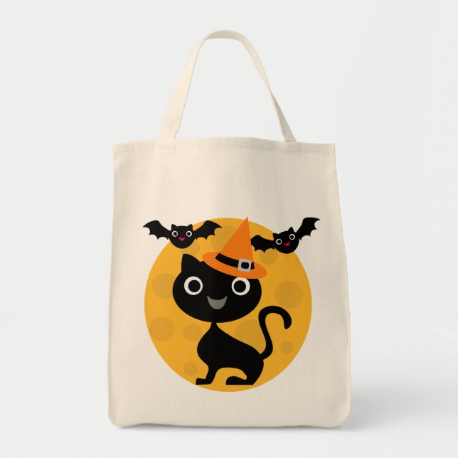 Katt- och fladdermössHalloween T-tröja och gåvor Tygkasse (Framsidan)