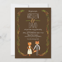 Katt och fox par Bröllop Inbjudningar