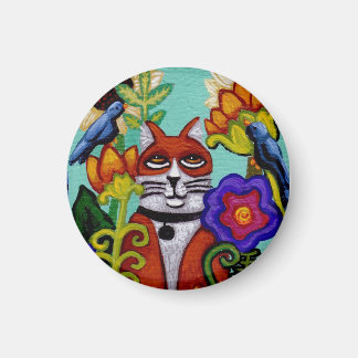 Katt och fyra fågelmagneter magnet