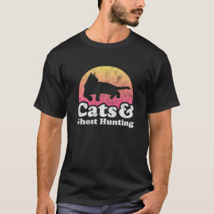 Katt och Ghost Hunting Manar eller Women Cat and G T Shirt