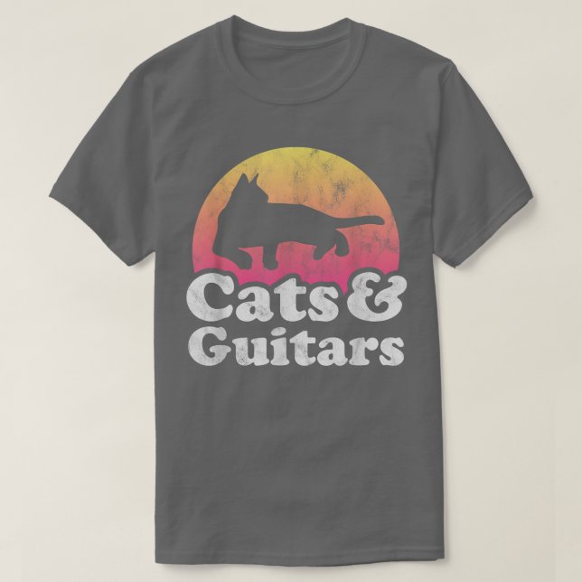 Katt och gitarrer Manar eller Katt och gitarr T Shirt (Design framsida)