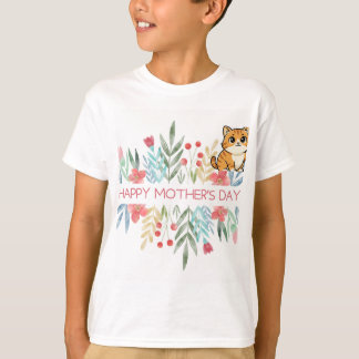 Katt och glad mors dag design t-shirt
