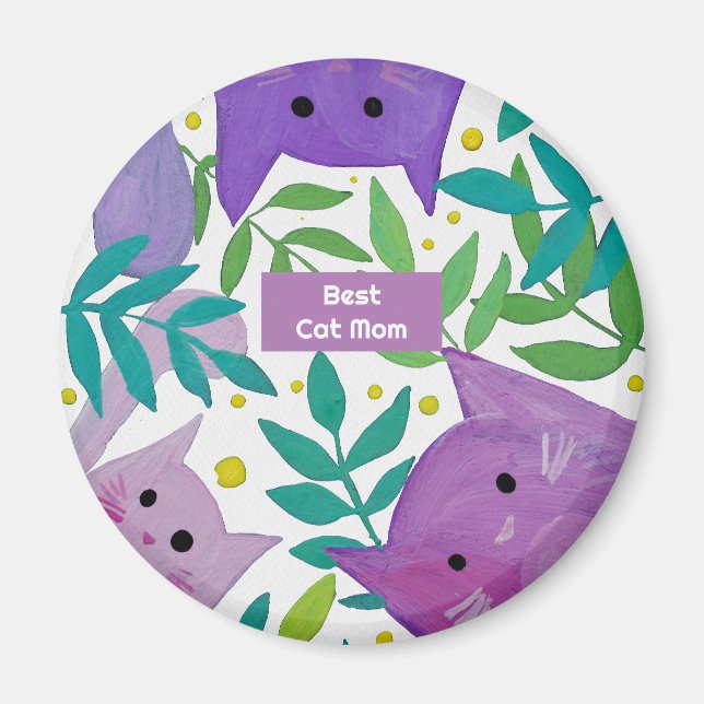 Katt och grenar Bästa kattdagen mamma Magnet (Framsidan)
