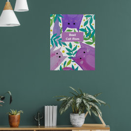 Katt och grenar Bästa kattdagen mamma Poster