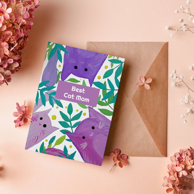 Katt och grenar, bästa mamma-dagarskort för katt julkort (Skapare uppladdad)