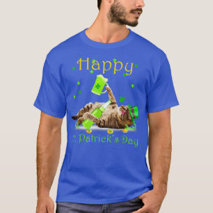 Katt och Grönt Öl Lycklig-St patricks day Cat Love T Shirt