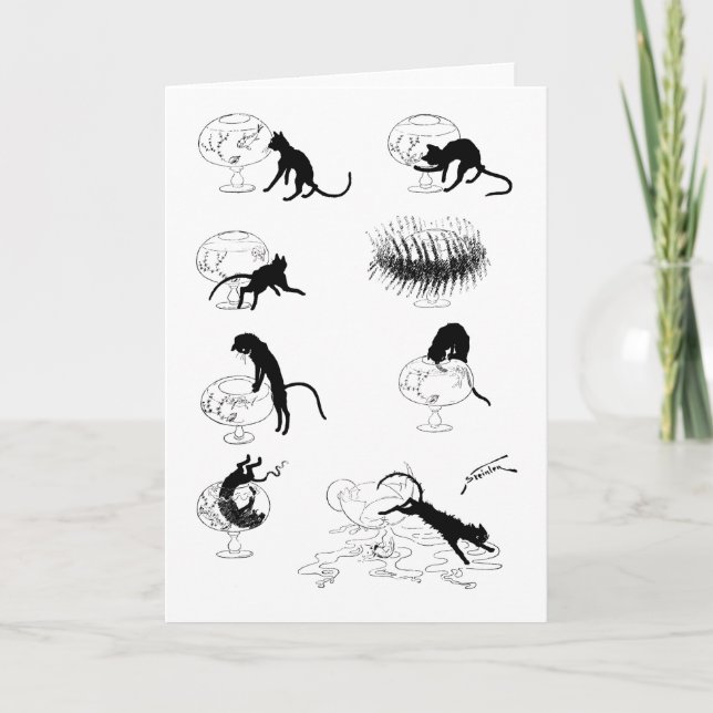 Katt och guldfisk, Alexandre Steinlen Kort (Framsida)