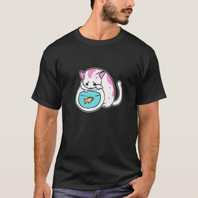 Katt och guldfisk kattmamma t shirt (Framsida)