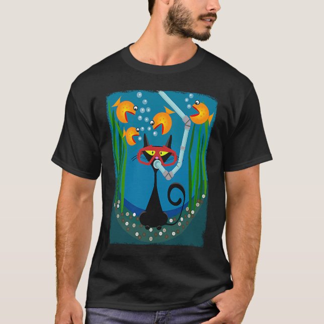 Katt och guldfisk Reto Kitty Cat T Shirt (Framsida)