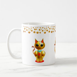 Katt och guldprickar konfetti kaffemugg