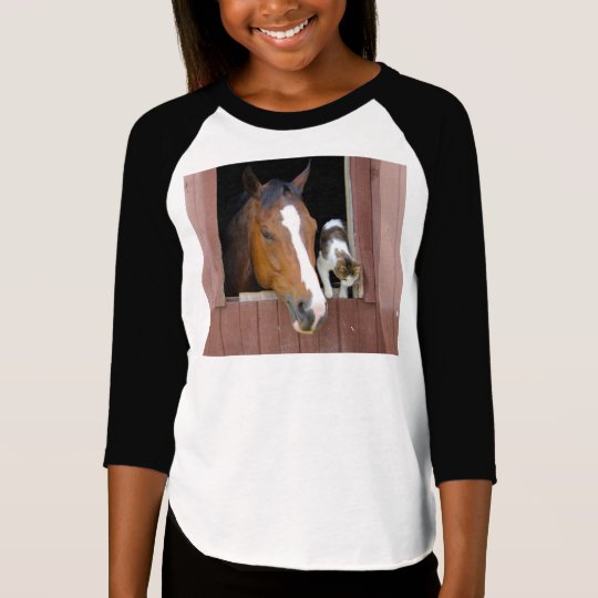Katt och häst - hästranch - hästälskare tee shirt