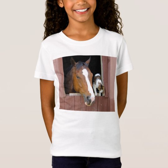 Katt och häst - hästranch - hästälskare tee shirts