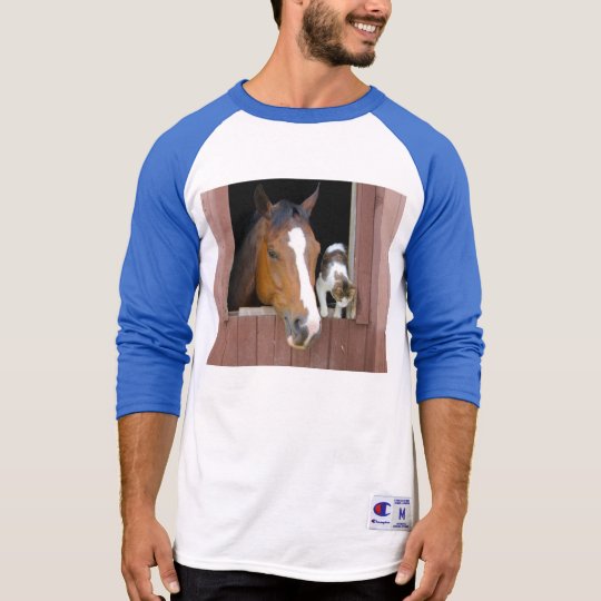 Katt och häst - hästranch - hästälskare tee shirts