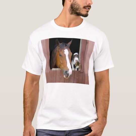 Katt och häst - hästranch - hästälskare tshirts