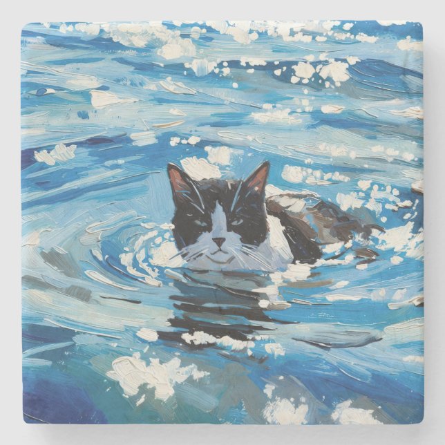 Katt Och Havet (#4) Stenunderlägg (Framsidan)
