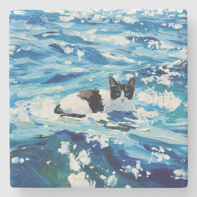 Katt Och Havet (#5) Stenunderlägg (Framsidan)