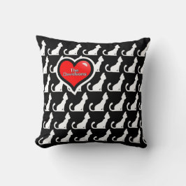 Katt och Heart Dekorativ kudde