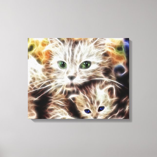 Katt och hennes Kitten Wrapped Canvas (Framsida)