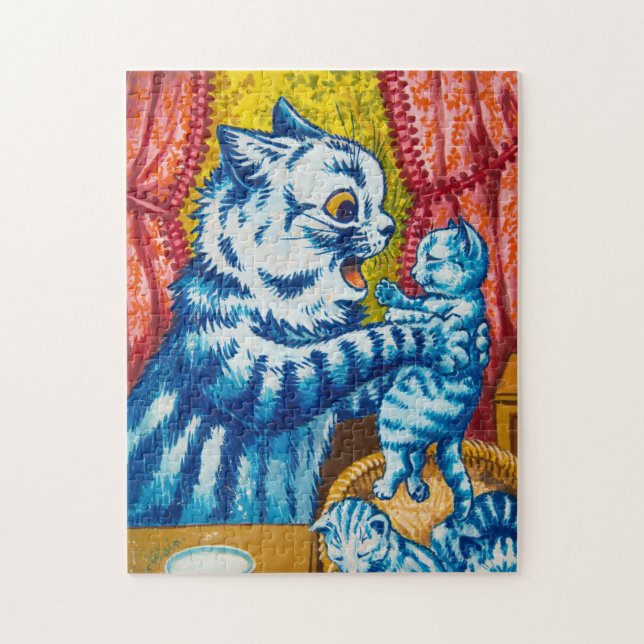 Katt och hennes kittens av Louis Wain Pussel (Vertikal)