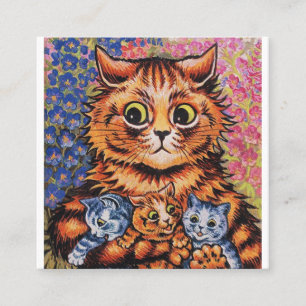 Katt och hennes kittens Louis Wain Fyrkantigt Visitkort