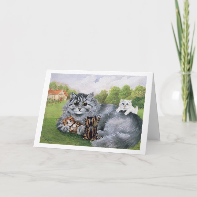 Katt och hennes kittens, Louis Wain Kort (Framsida)