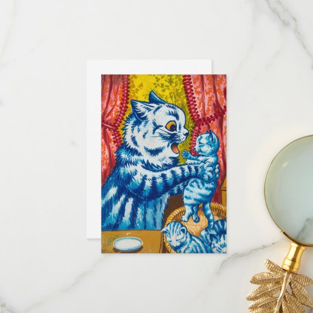 Katt och hennes ungar av Louis Wain Tack Kort (Fram/Back In Situ)