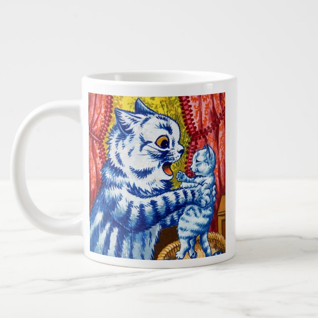 Katt och hennes ungar jumbo mugg (Vänster)