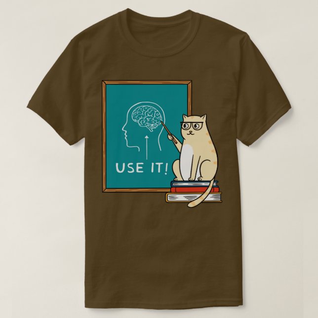 Katt och hjärna t shirt (Design framsida)