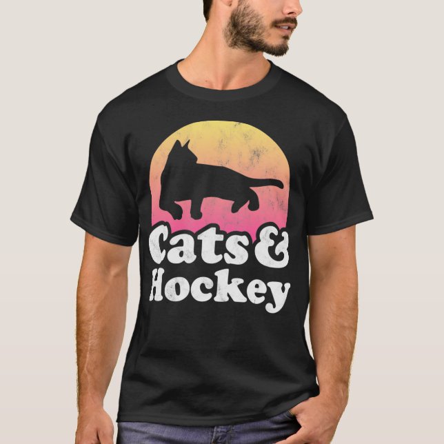 Katt och Hockey Manar eller Women's Cat and Hockey T Shirt (Framsida)