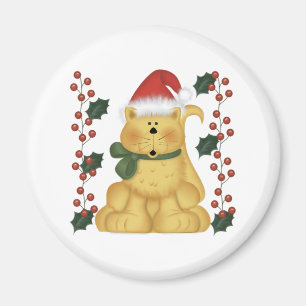 Katt- och Holly julmagnet Magnet