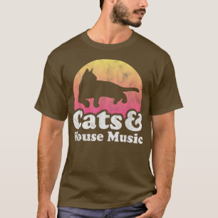 Katt och House Music Manar eller kvinnokatt T-Shir T Shirt