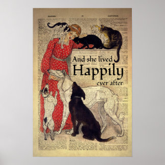 Katt och Hund älskare och hon levde lyckligtvis nå Poster