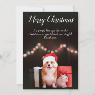 Katt och Hund anpassningsbar jul Julkort