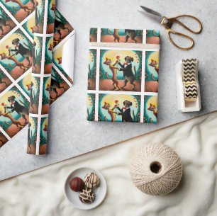 Katt och Hund Dancing Tango in Dance Klubb, AI Art Presentpapper
