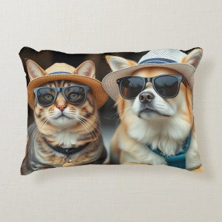 Katt och Hund design Pillow Prydnadskudde