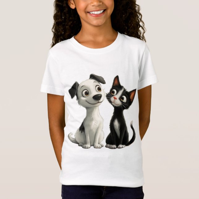 Katt och hund design t shirt (Framsida)