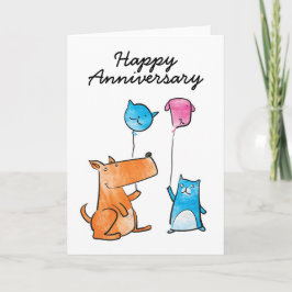 Katt och Hund med bubblor-årskort Kort