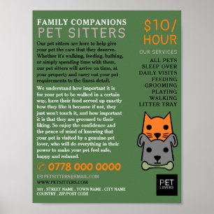 Katt och Hund, reklam för tjänsten Pet Sitta Poster