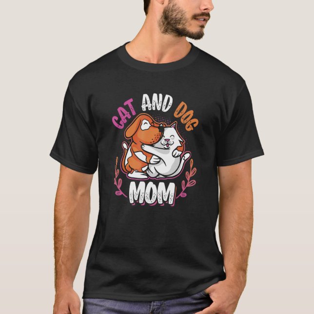 Katt- och Hund-sällskapsdjur Hund och Mamma T Shirt (Framsida)