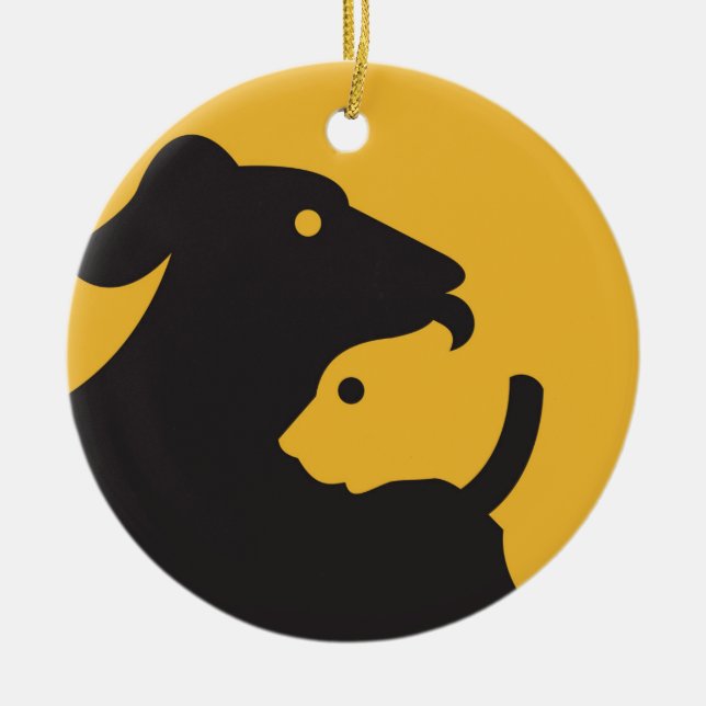Katt och Hund Silhouette Julgransprydnad Keramik (Framsidan)