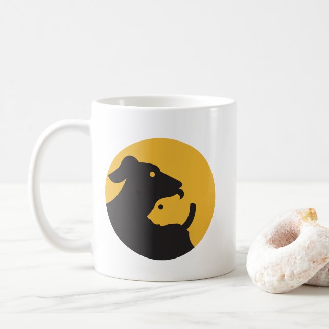 Katt och Hund Silhouette Kaffemugg (Med munk)