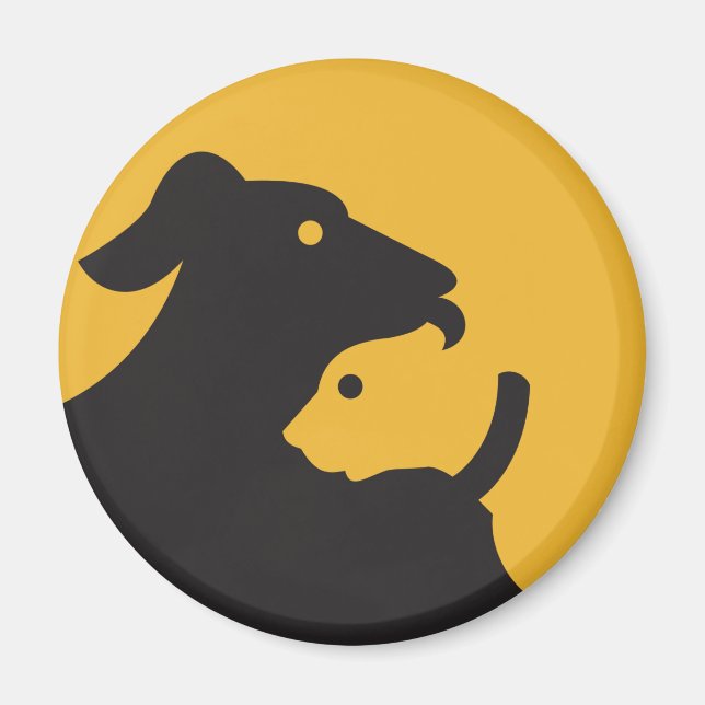 Katt och Hund Silhouette Magnet (Framsidan)