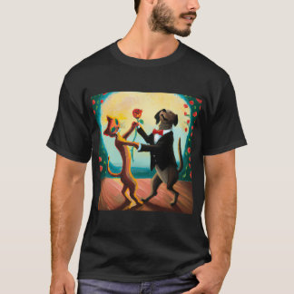 Katt och Hund som dansar tango i Klubb, Ai Art T Shirt
