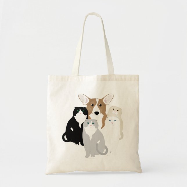 Katt och Hund Tote Bag Tygkasse (Framsidan)
