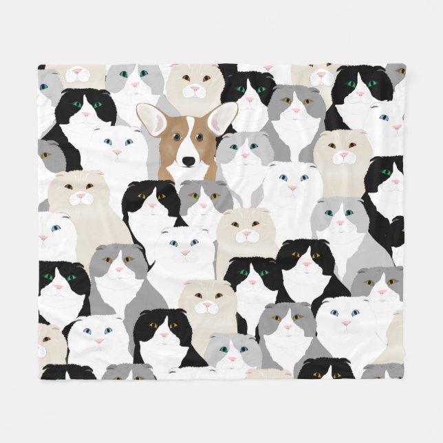 Katt och Hundar Fleece Blanket (Framsidan (Horisontell))