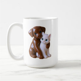 Katt- och hundfigur i figurinstil kaffemugg