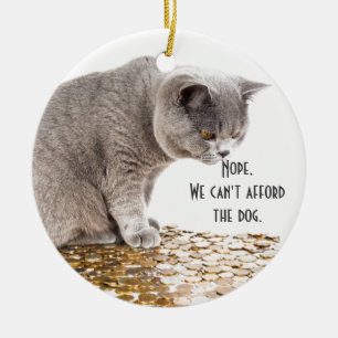 Katt- och hundhumor julgransprydnad keramik