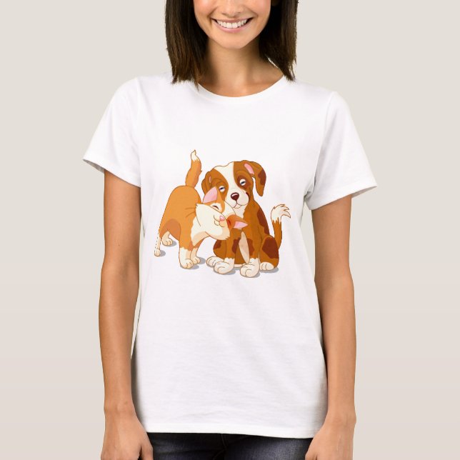 Katt- och hundkompisar tee shirt (Framsida)